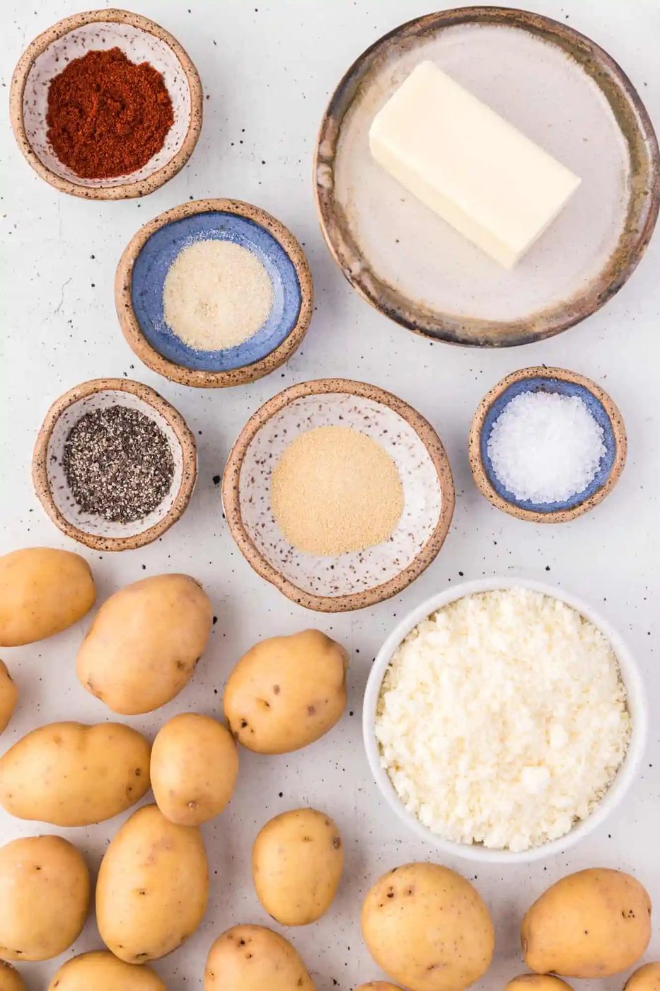 Ingredients for parmesan potatoes.