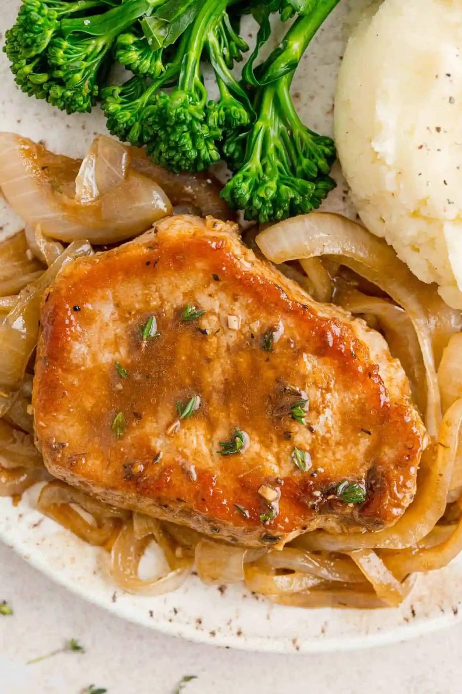 Pork Chops, served with Balsamic Caramelized Onions