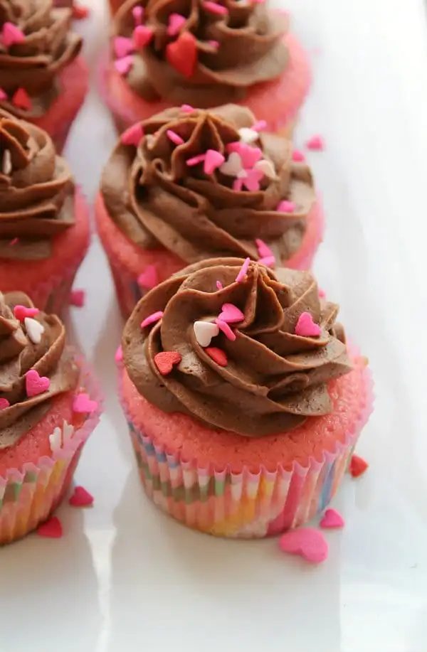 Pretty In Pink Cupcakes, served with Chocolate Buttercream