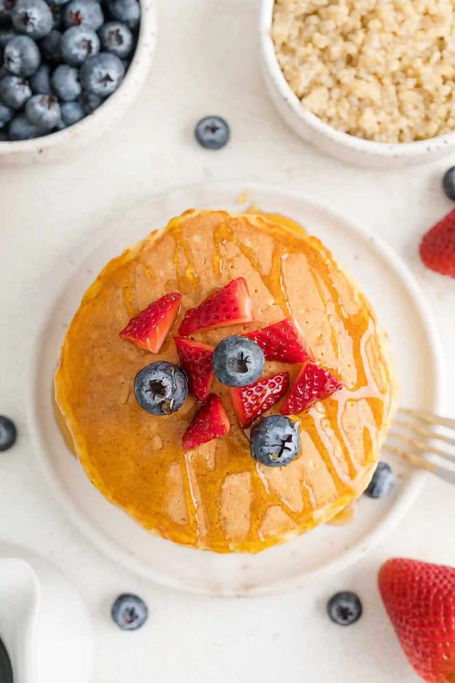 Overhead view of pancake stack.
