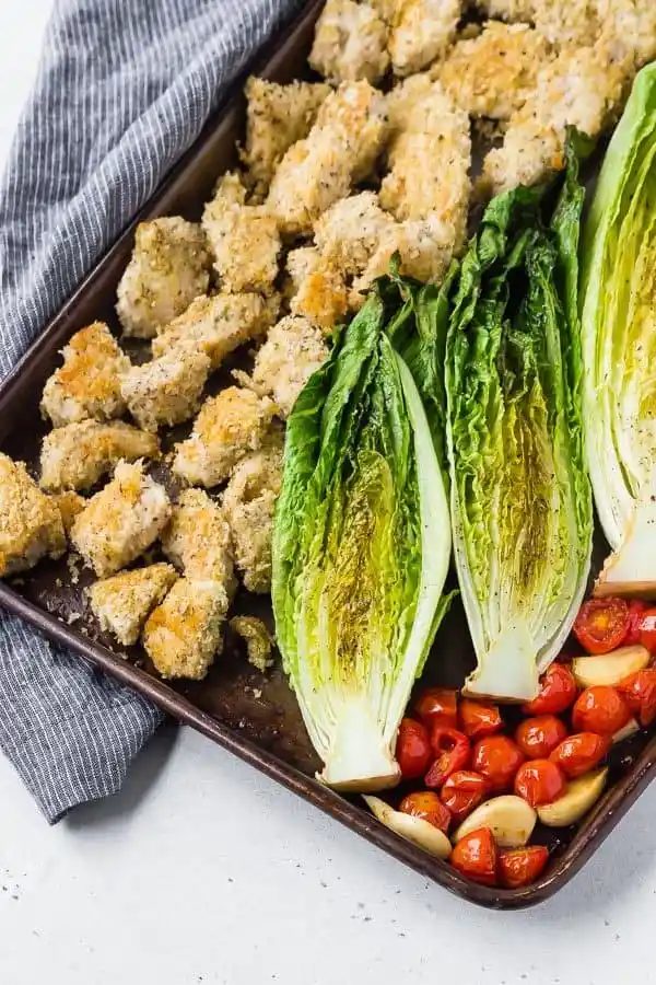 Romaine Sheet Pan Dinner, roasted