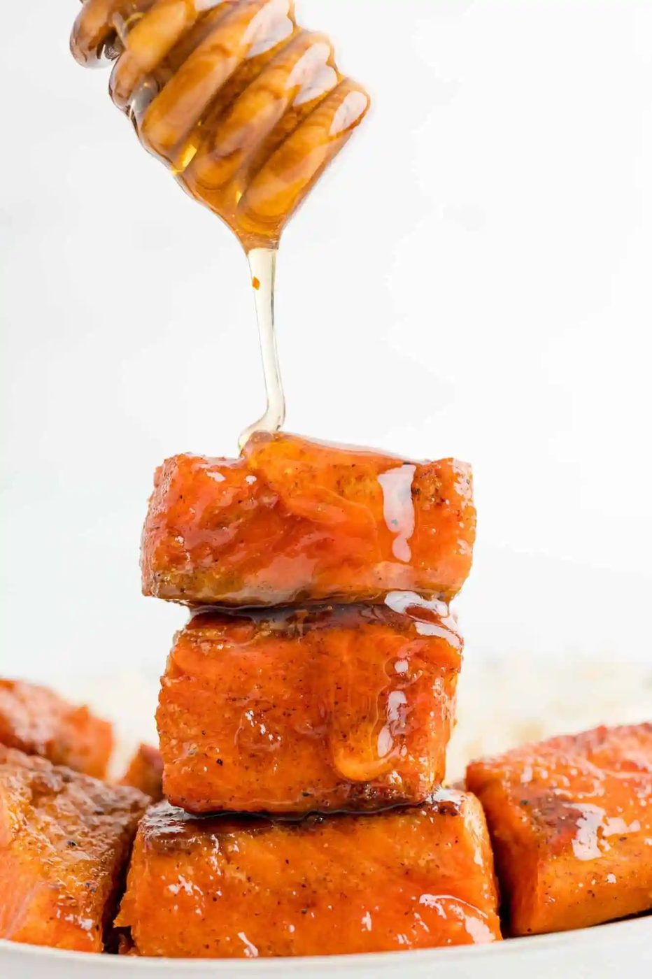 Salmon Bites, served with Hot Honey