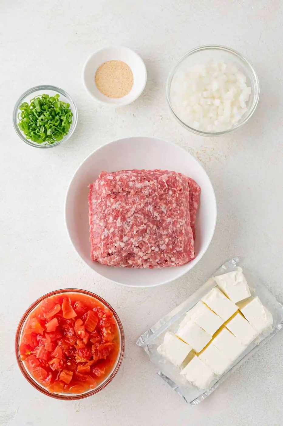 Overhead view of ingredients needed for recipe.