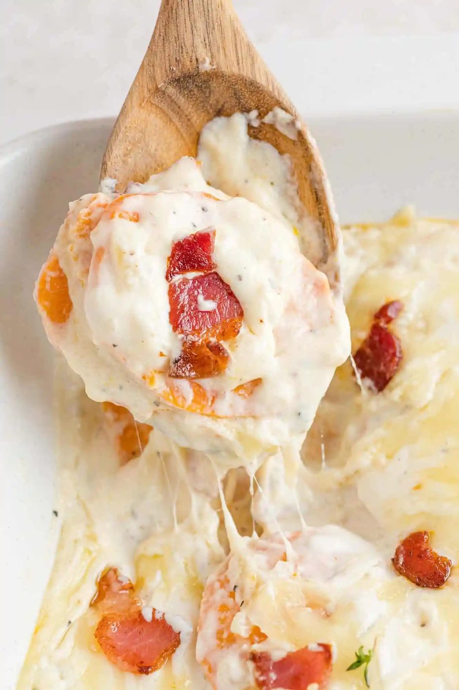 Scalloped Sweet Potatoes plus Bacon and Gruyère