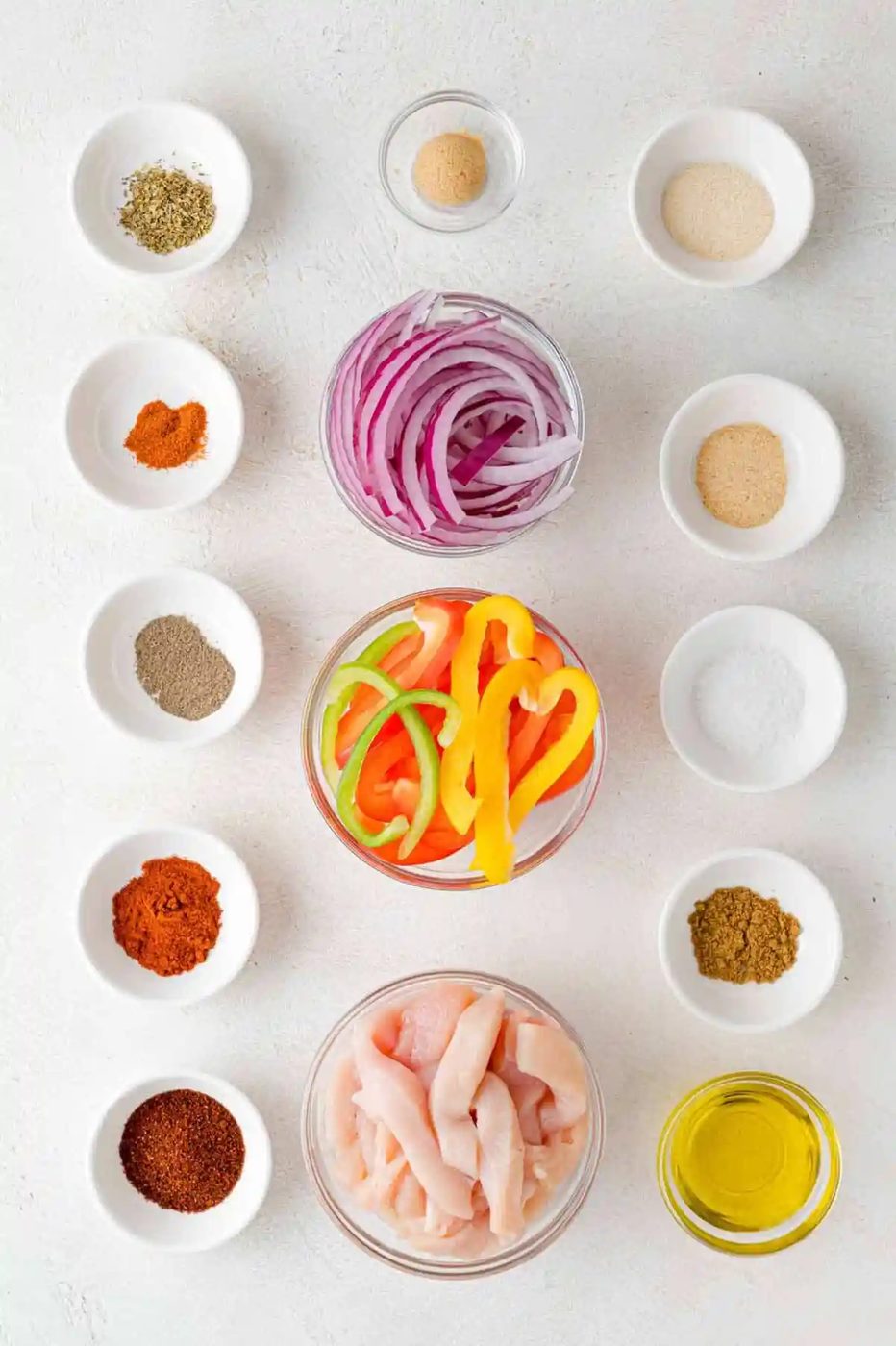 Overhead view of ingredients needed for recipe.