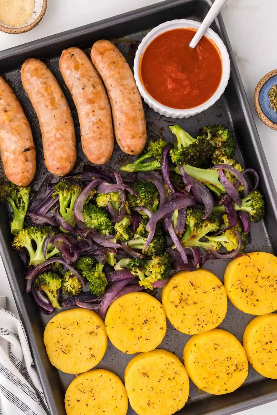 Sheet Pan Italian Sausage, Polenta & Broccoli