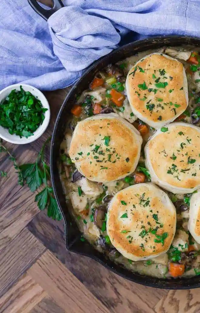 Skillet Chicken Pot Pie – One Pan!