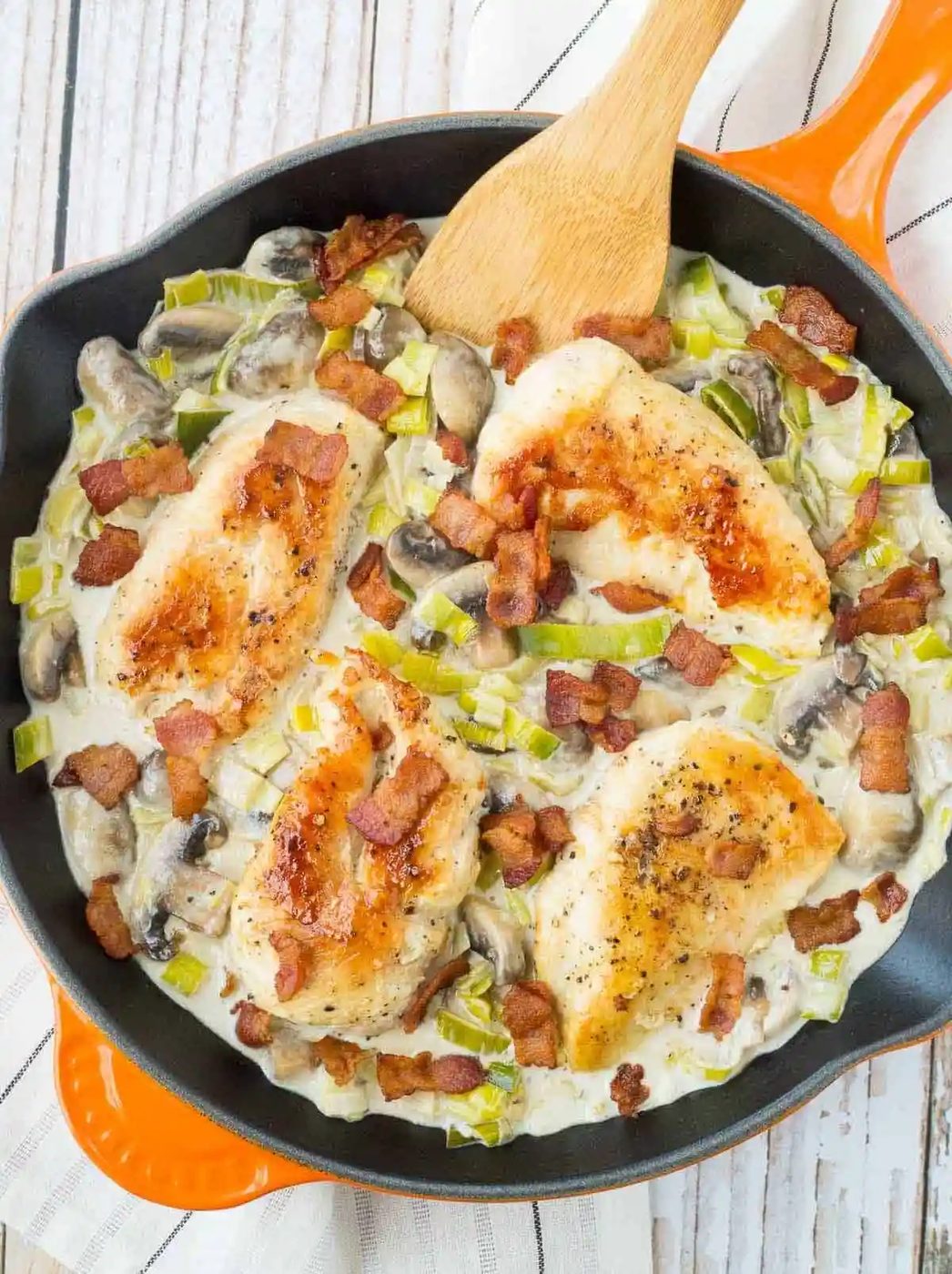 White Wine Chicken, Mushrooms and Bacon