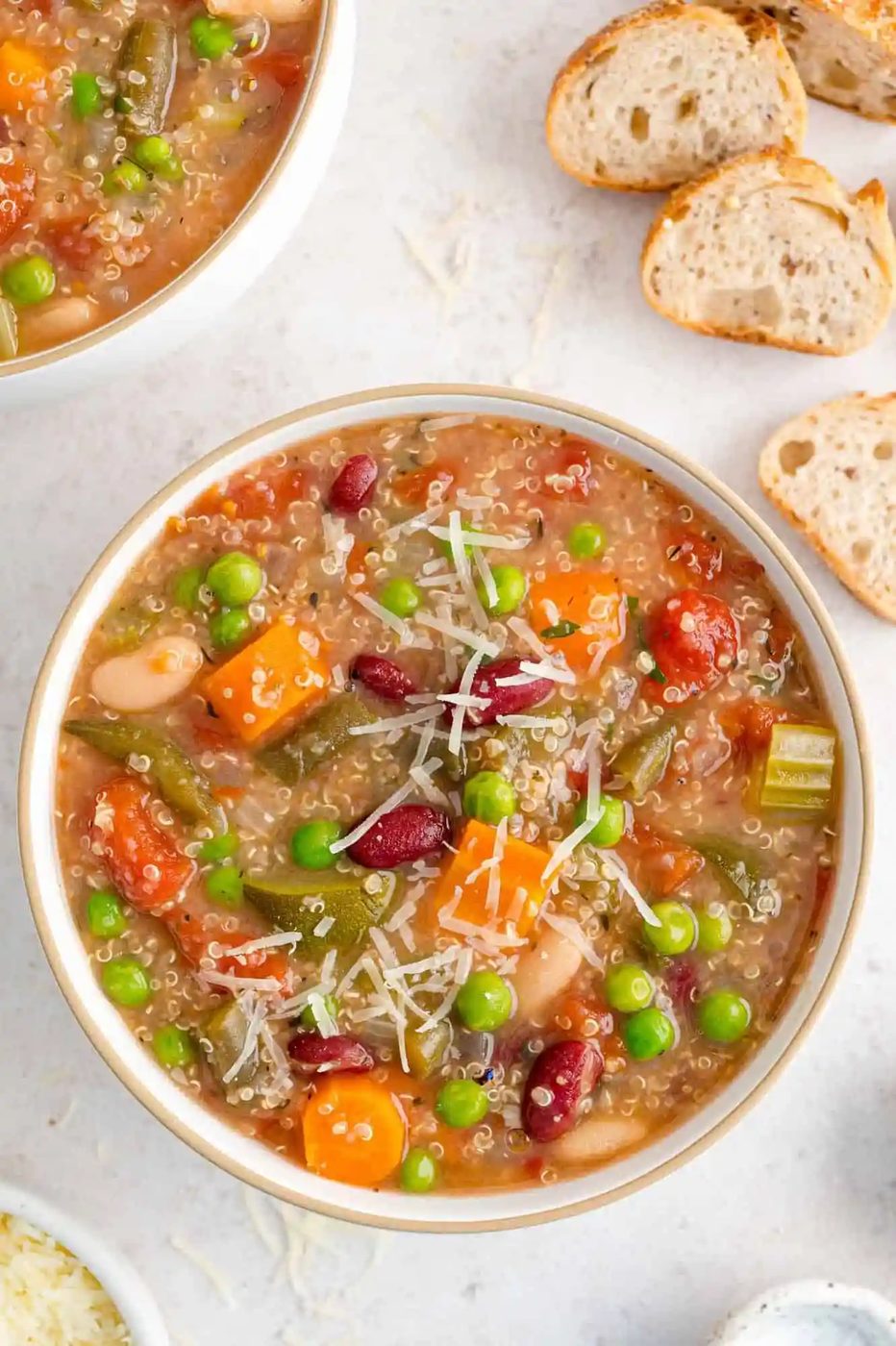 Crockpot Minestrone Soup, served with Quinoa