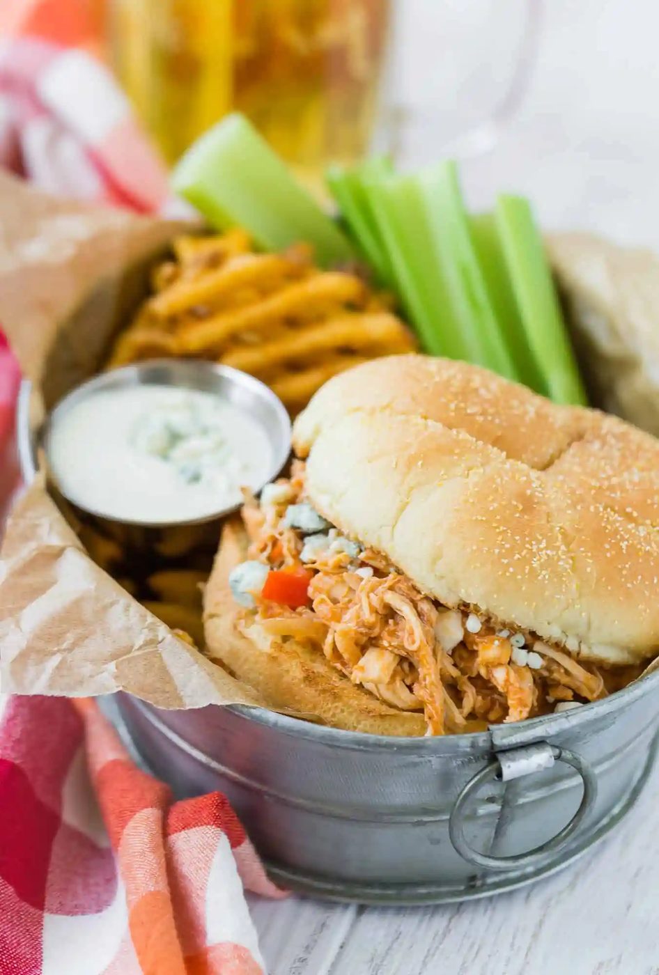 Crockpot Buffalo Chicken Sandwiches