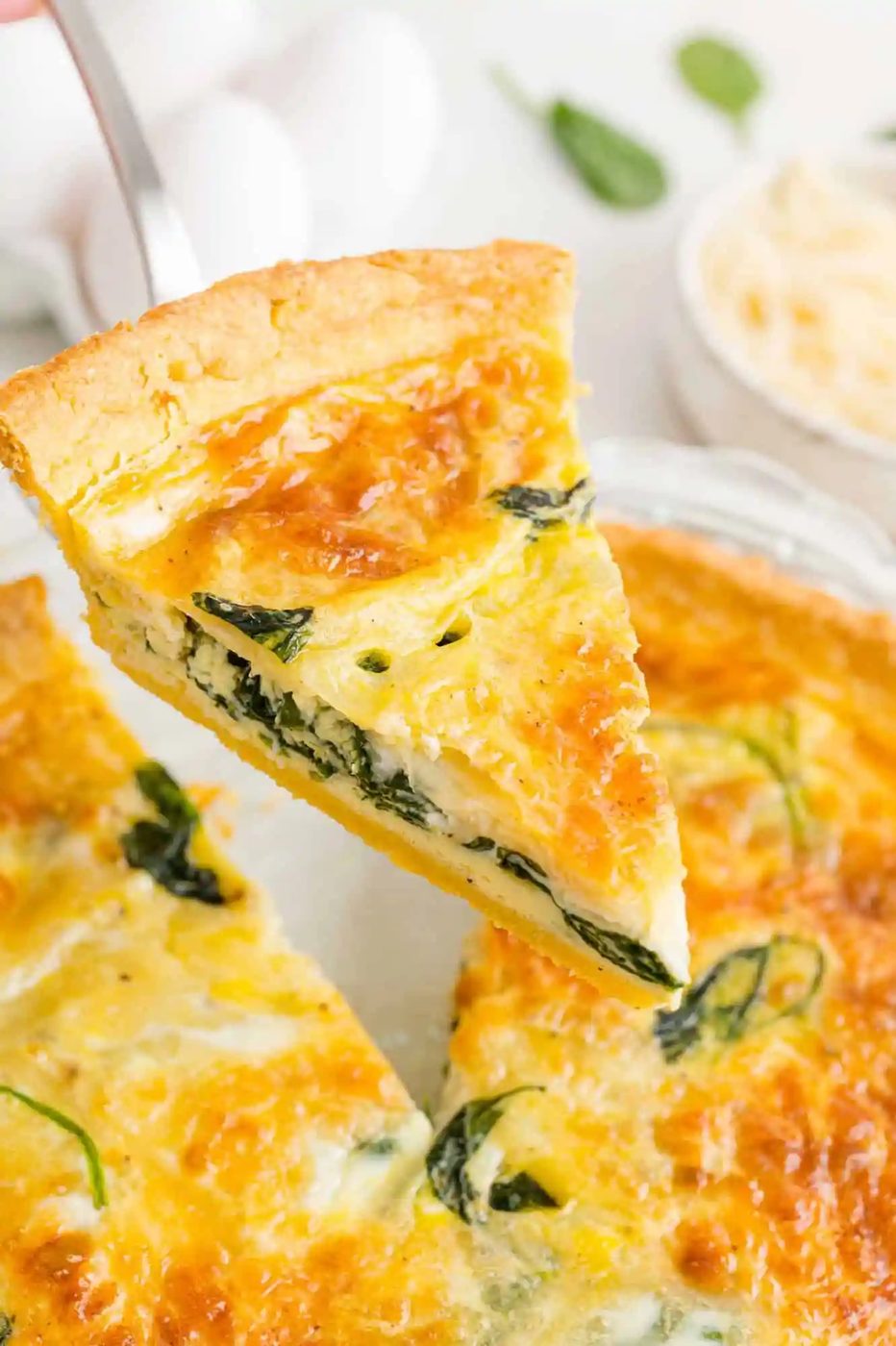 Spinach Quiche, served with Cornmeal Crust