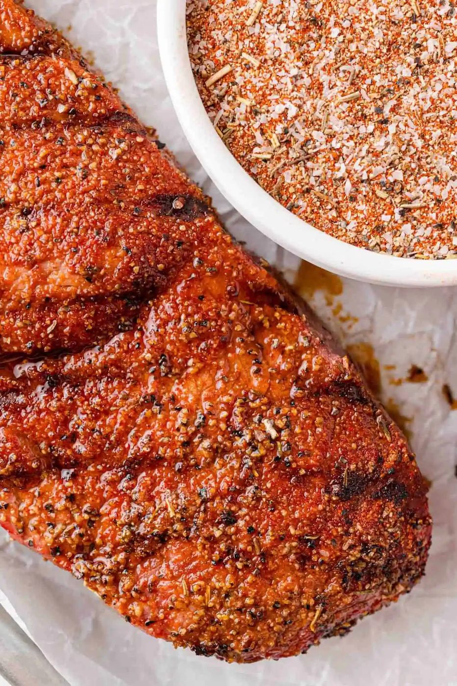 Steak, seasoned with steak seasoning, and grilled.