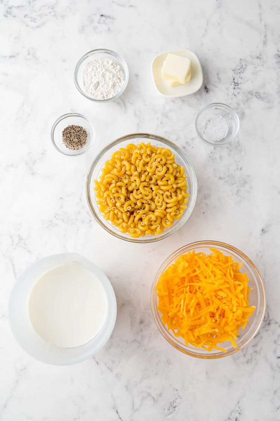Overhead view of ingredients needed for recipe.