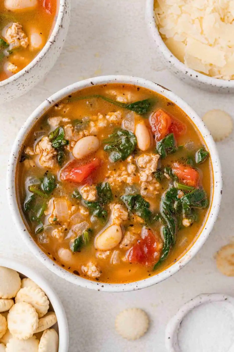 Ground Turkey Soup, served with Beans & Spinach