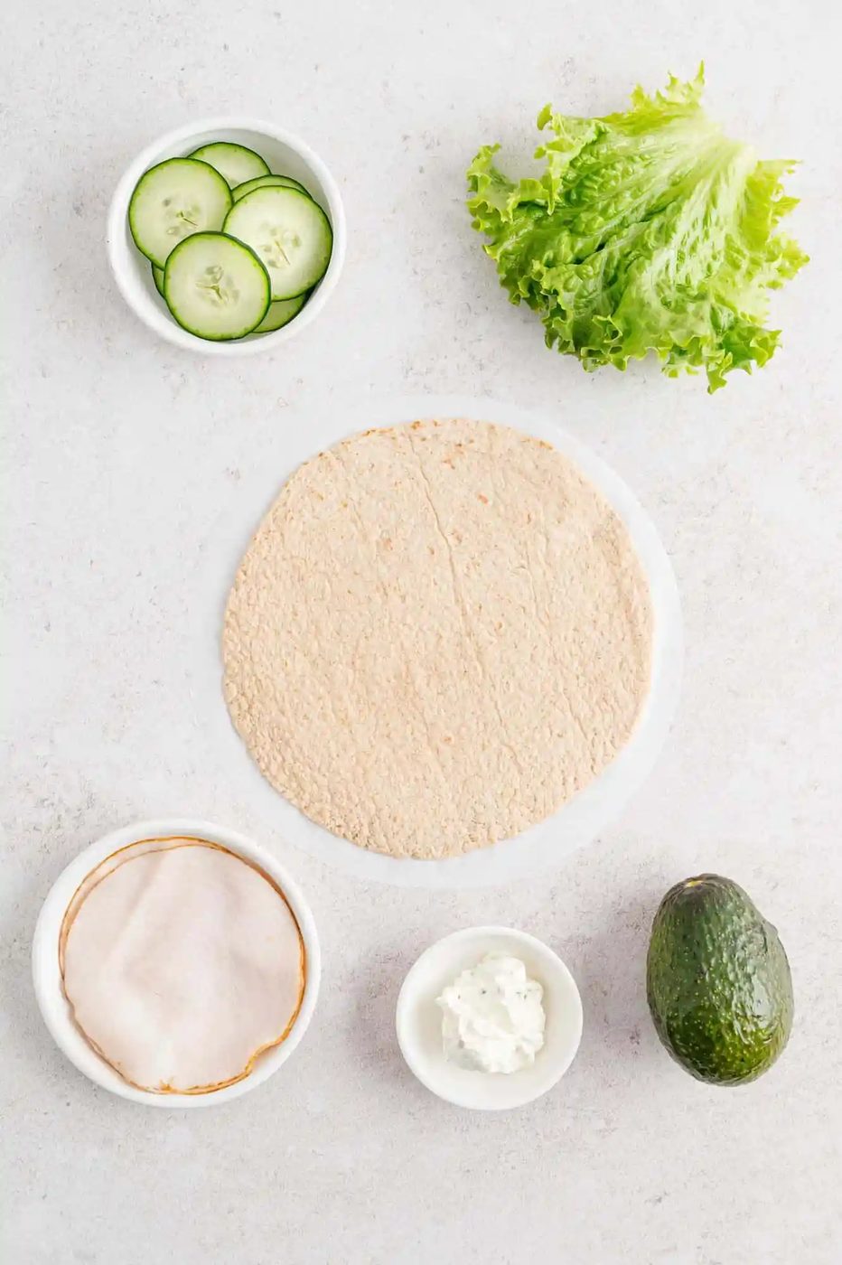 The ingredients for a standby turkey wraps.