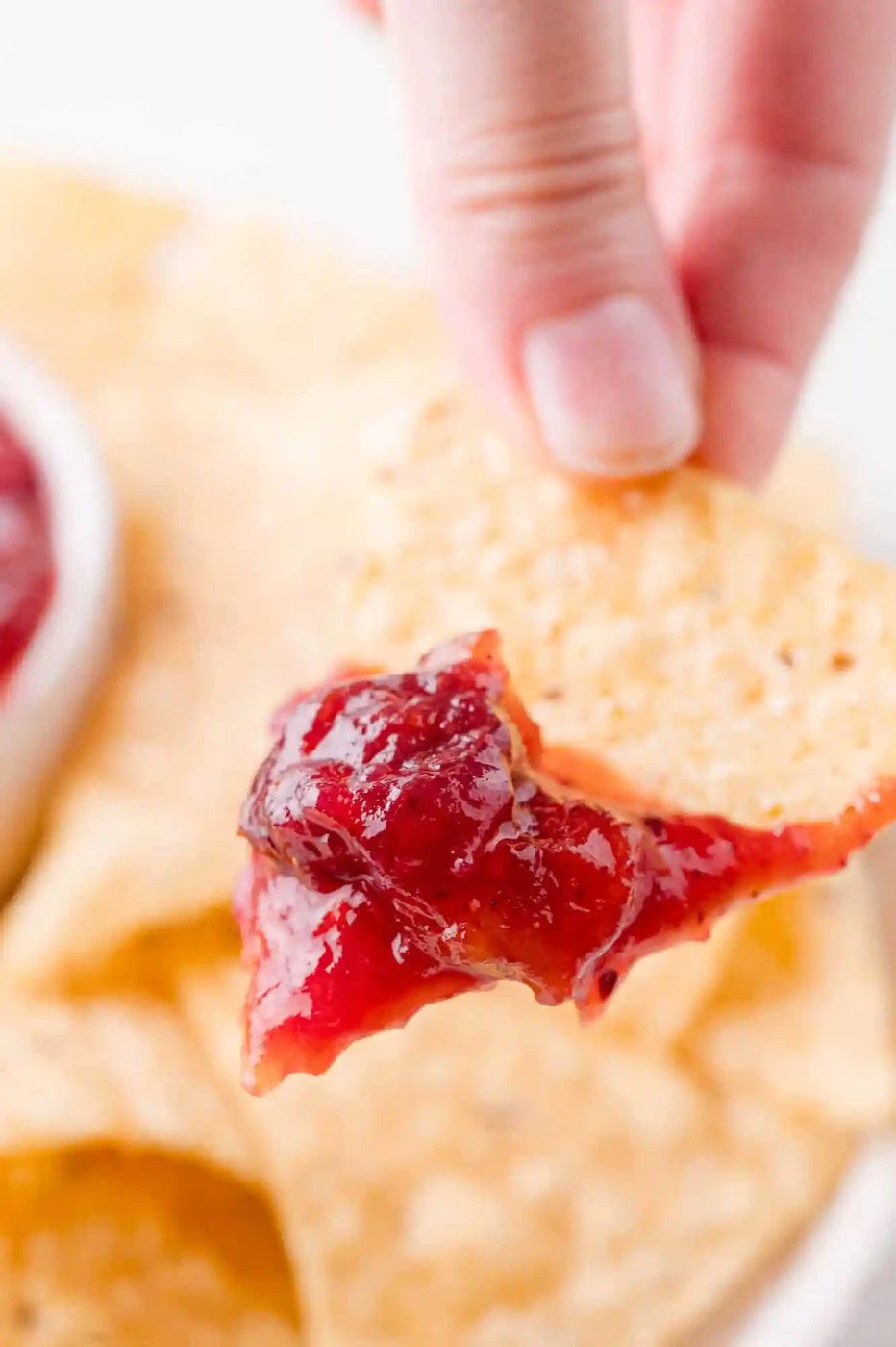 Cranberry salsa on a chip.