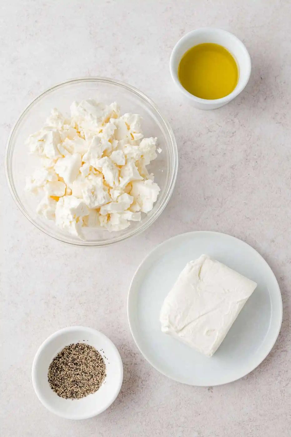 Overhead view of ingredients needed for recipe.