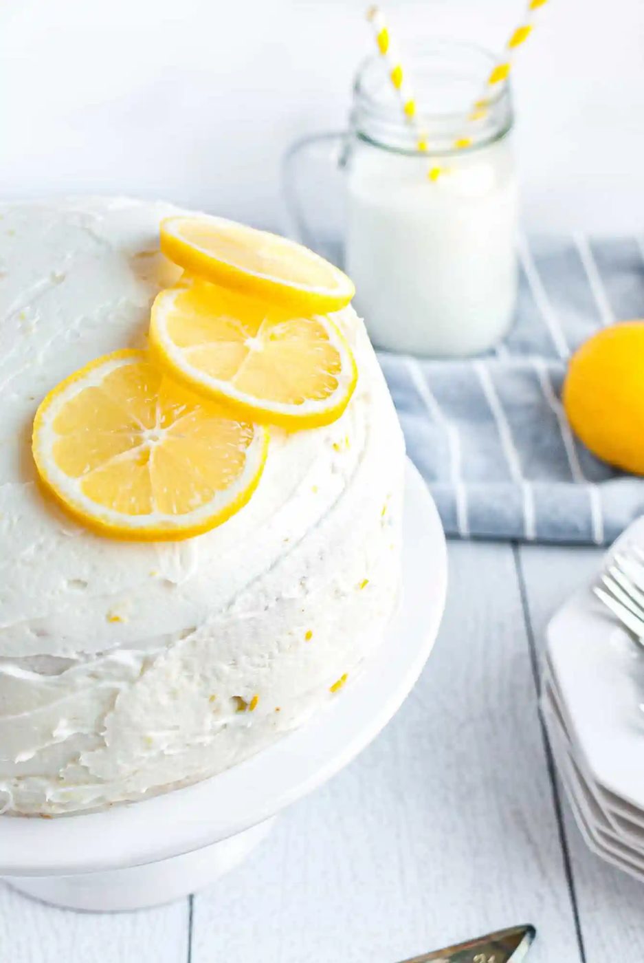 White Cake with Lemon Filling and Lemon Cream Cheese Frosting