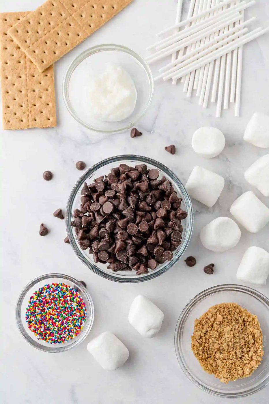 Overhead view of ingredients needed for recipe.