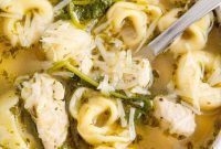 Hearty Chicken Tortellini Soup with Kale and Pesto