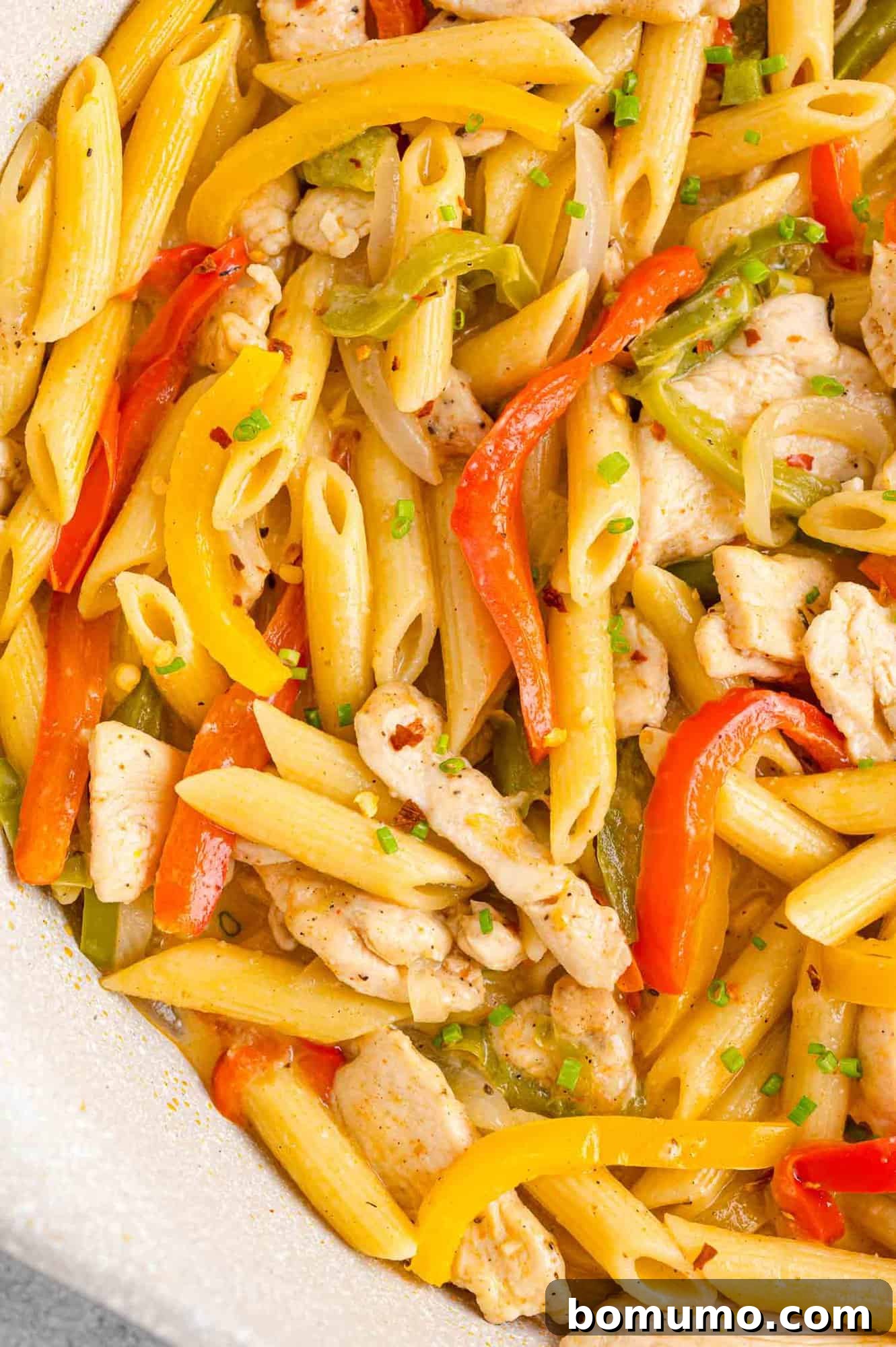 Close up of Rasta Pasta in a large bowl.