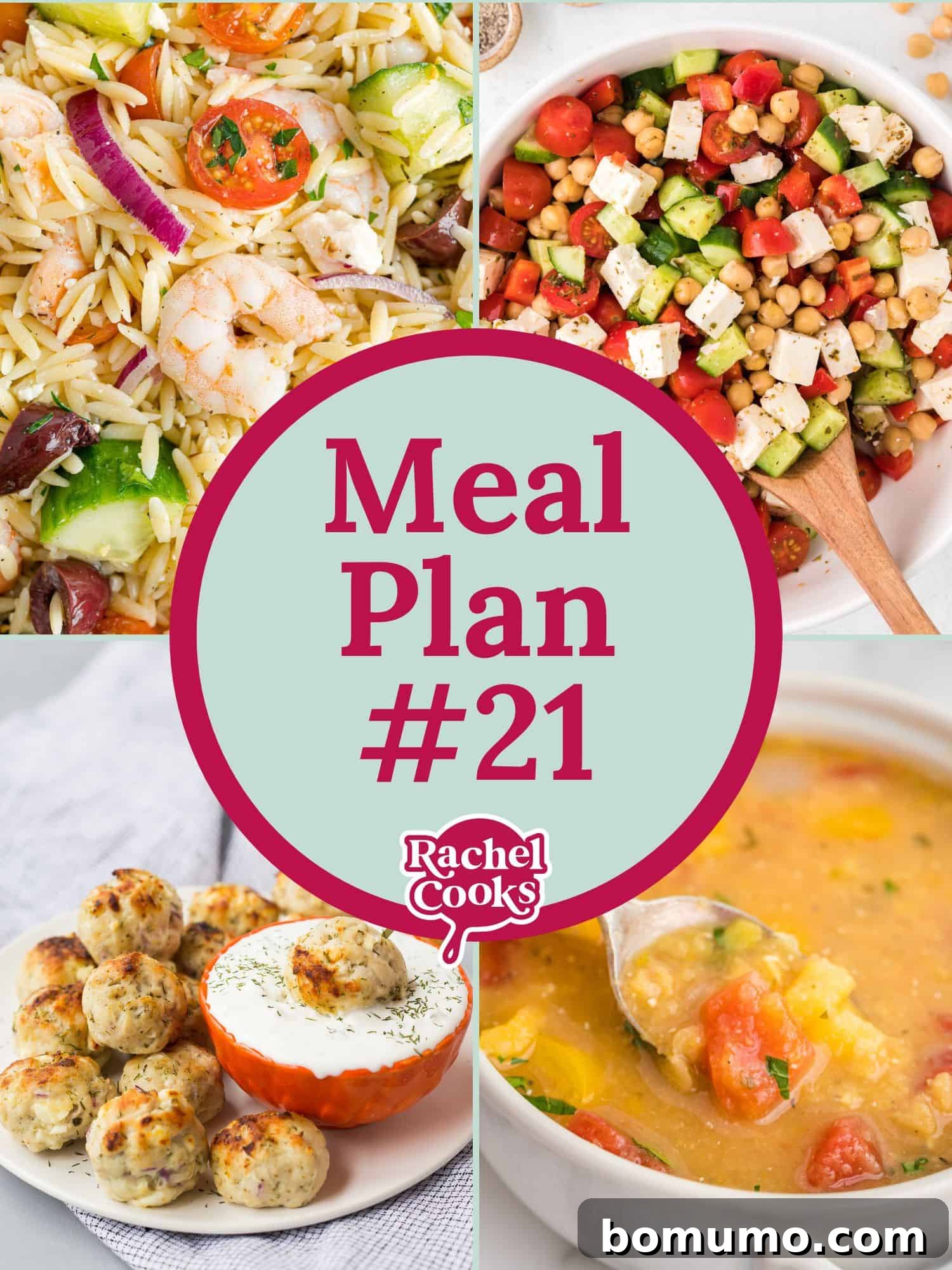 Meal plan 21 post graphic with photo and text.