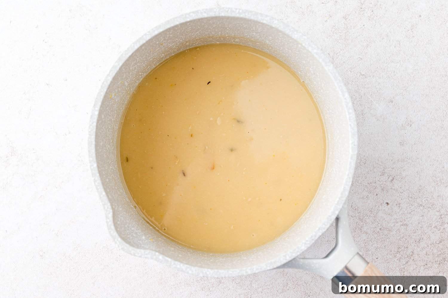 Gravy in pan.