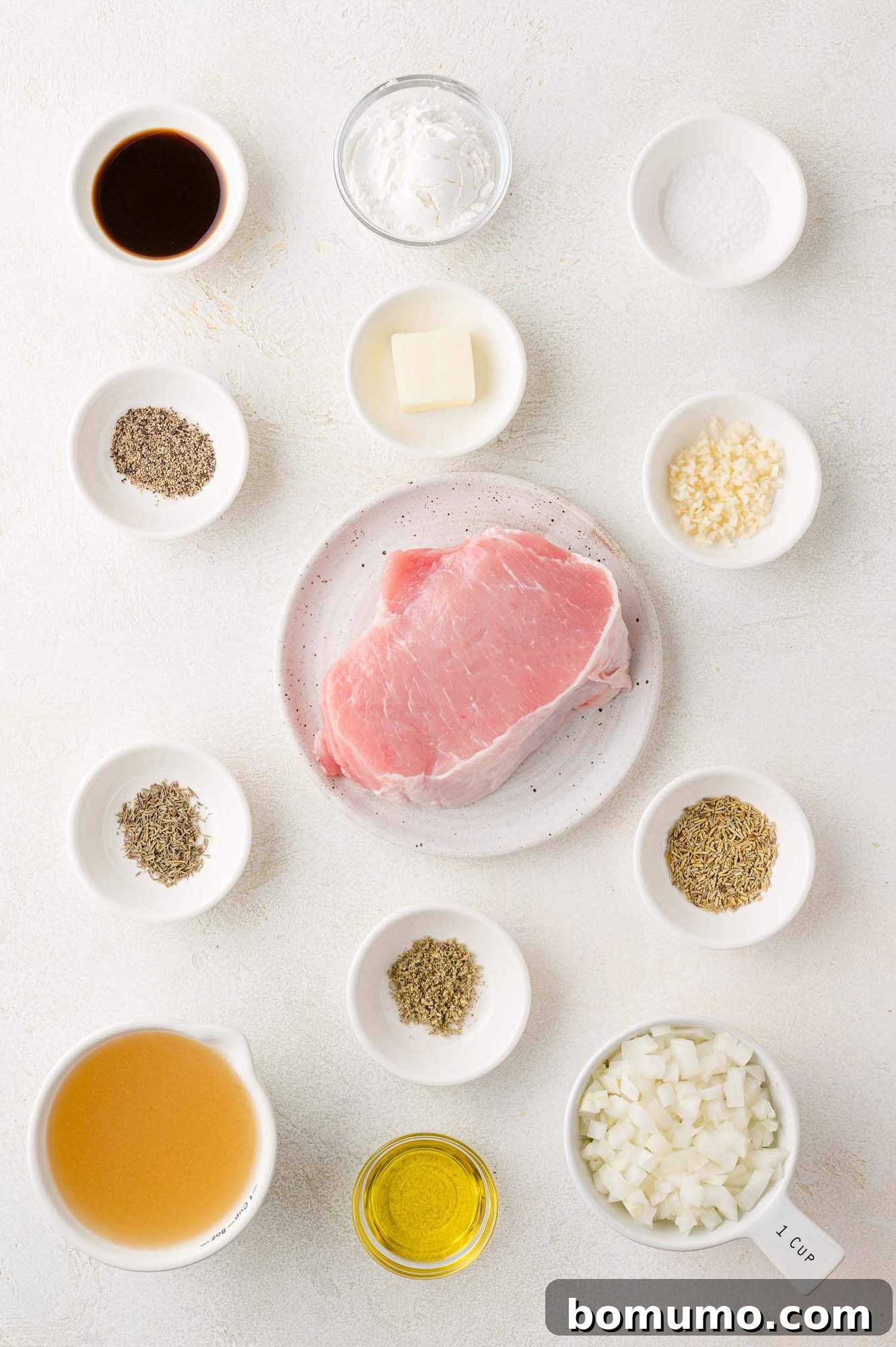 Overhead view of ingredients needed for recipe.