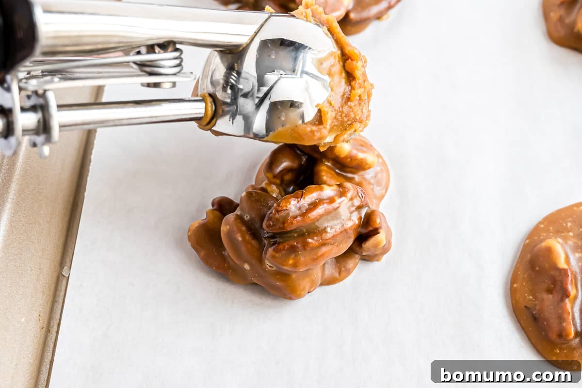 Praline being scooped.