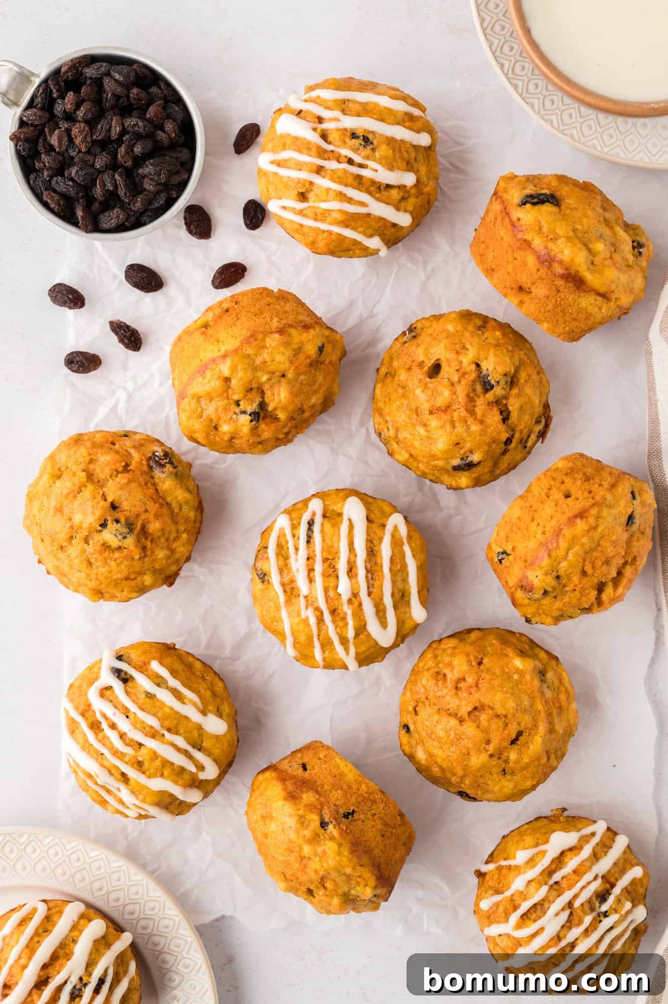 Muffins, some with glaze, some without, showcasing their versatility and appeal.
