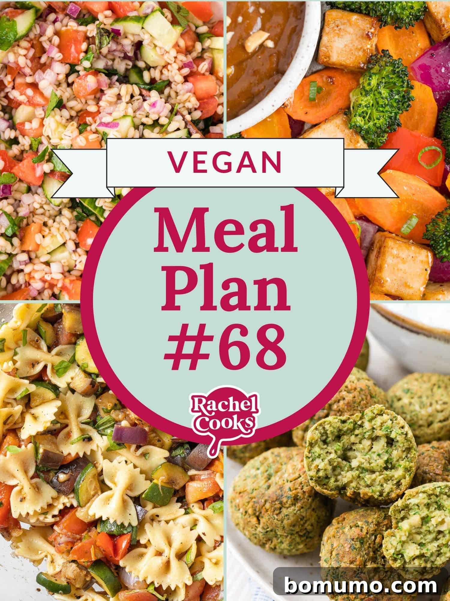 Vegan Meal Plan 68 2 Vegan Meal Plan (meal plan 68) graphic with photos of delicious recipes included, highlighting the variety and appeal of the weekly menu.