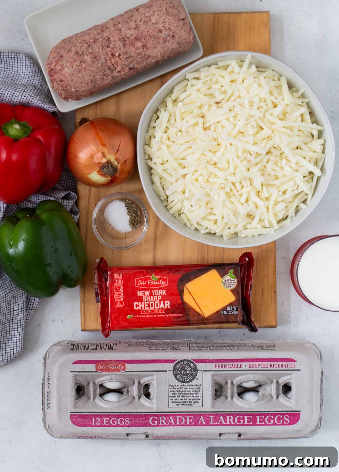 Overhead view of ingredients needed for recipe.
