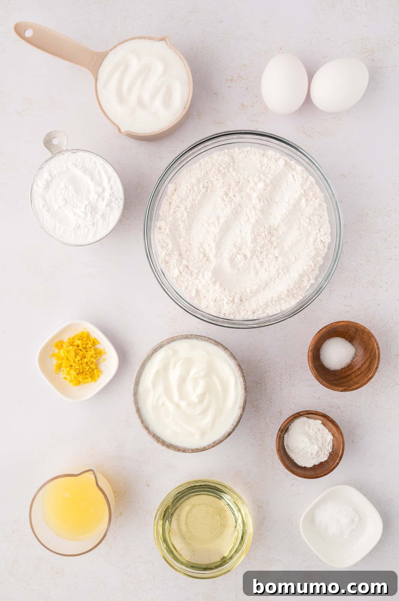 Overhead view of ingredients needed for recipe.
