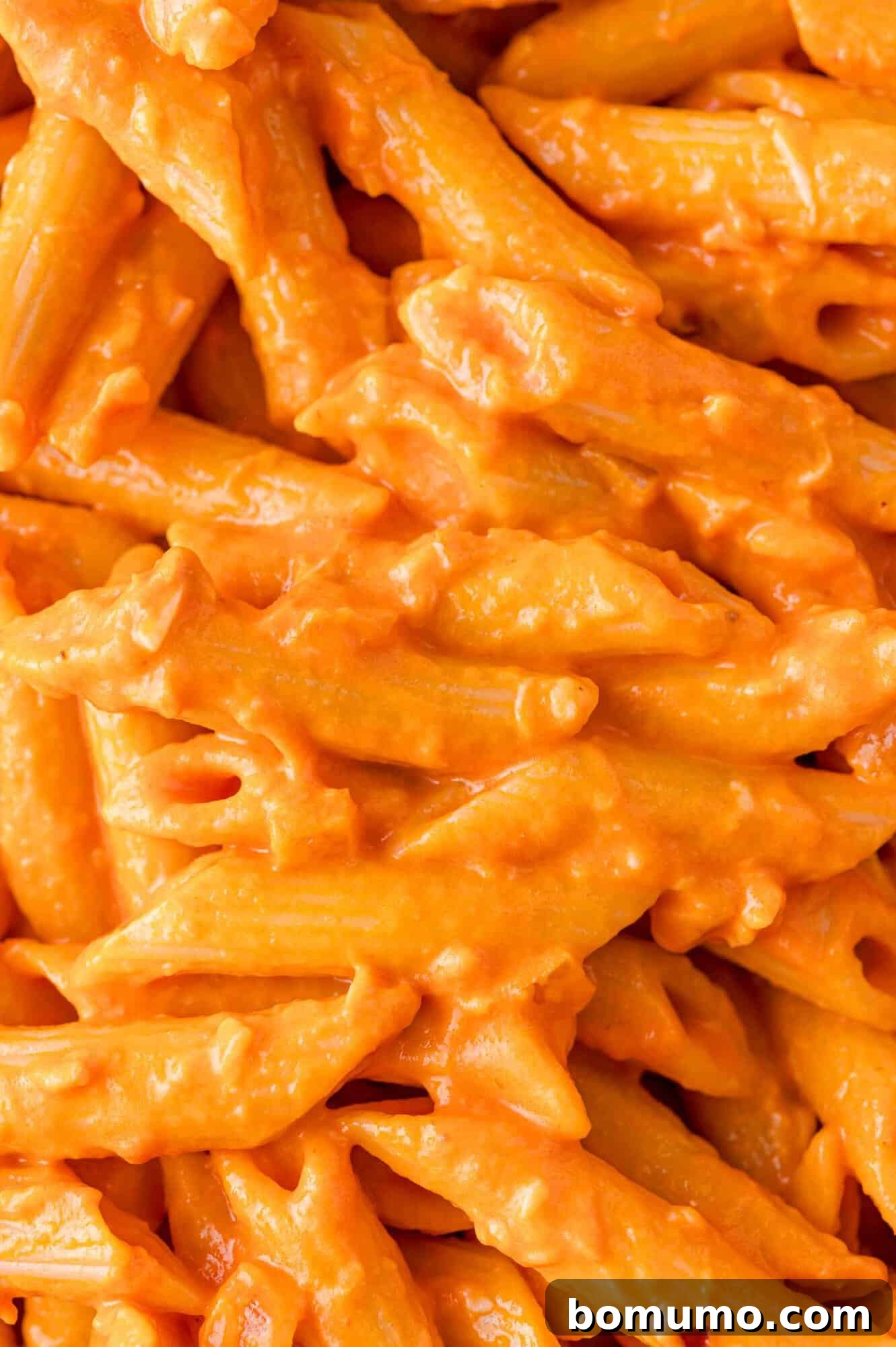 Penne pasta tossed with a vodka tomato sauce.