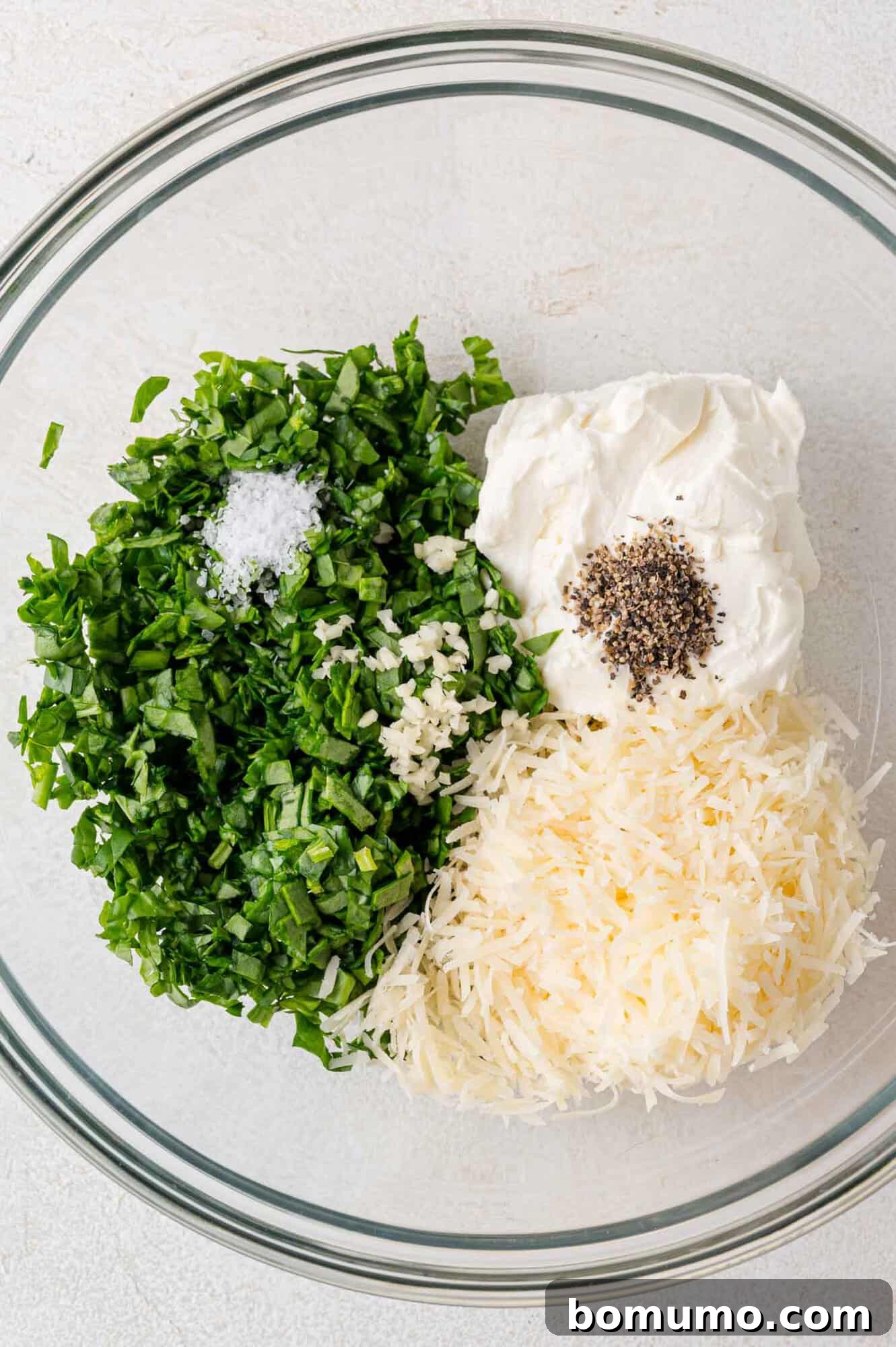 Ingredients for making stuffed portobello mushrooms.