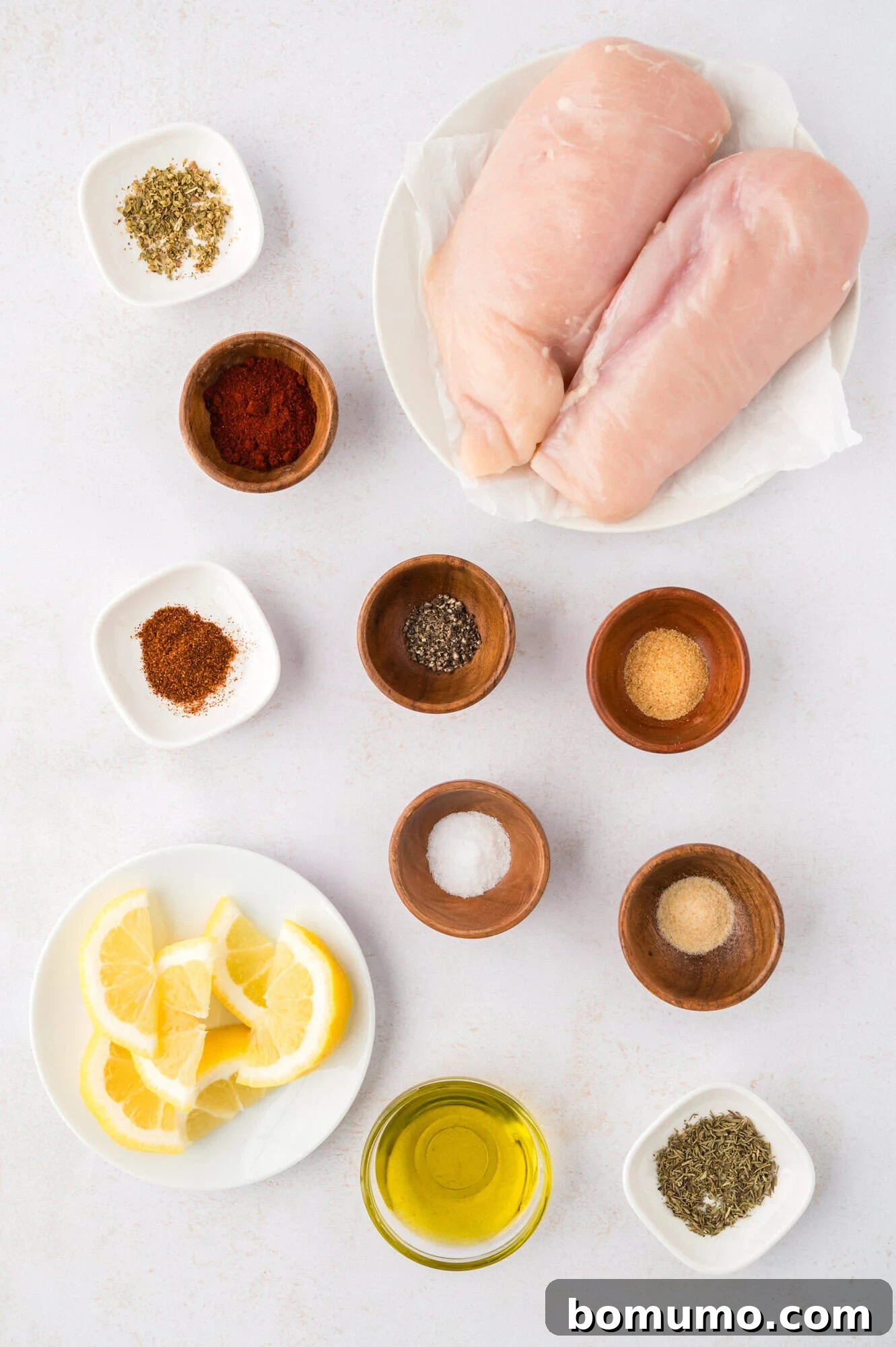 Overhead view of ingredients needed for recipe.