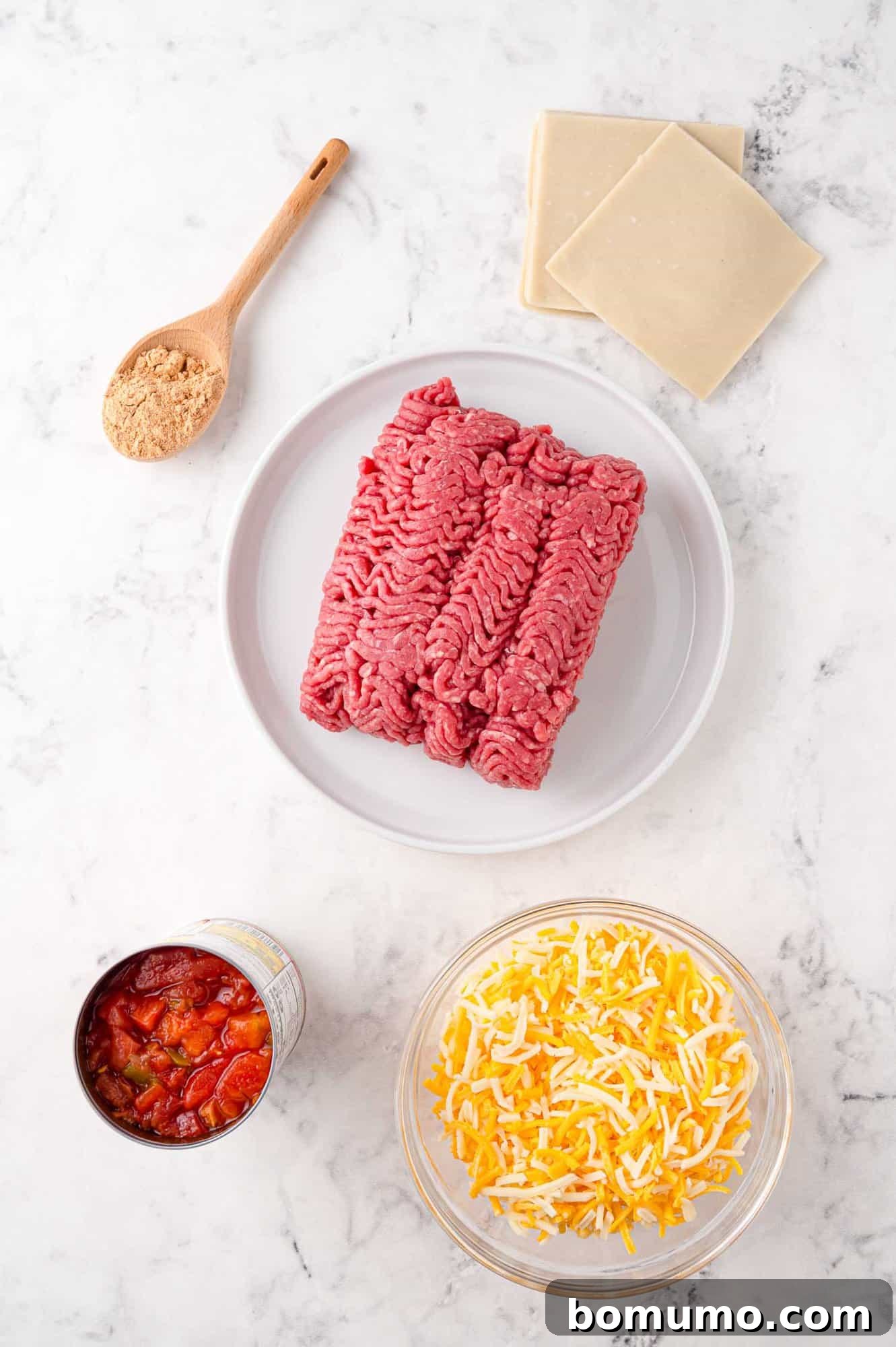 Ingredients needed for recipe, not including toppings.