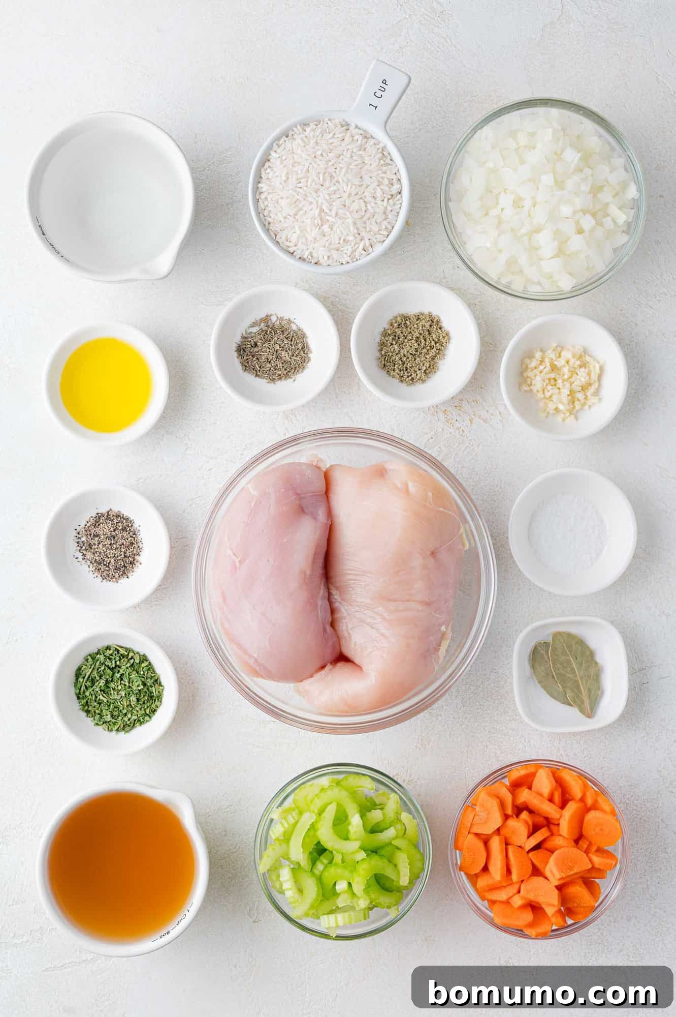 Overhead view of ingredients needed for recipe.