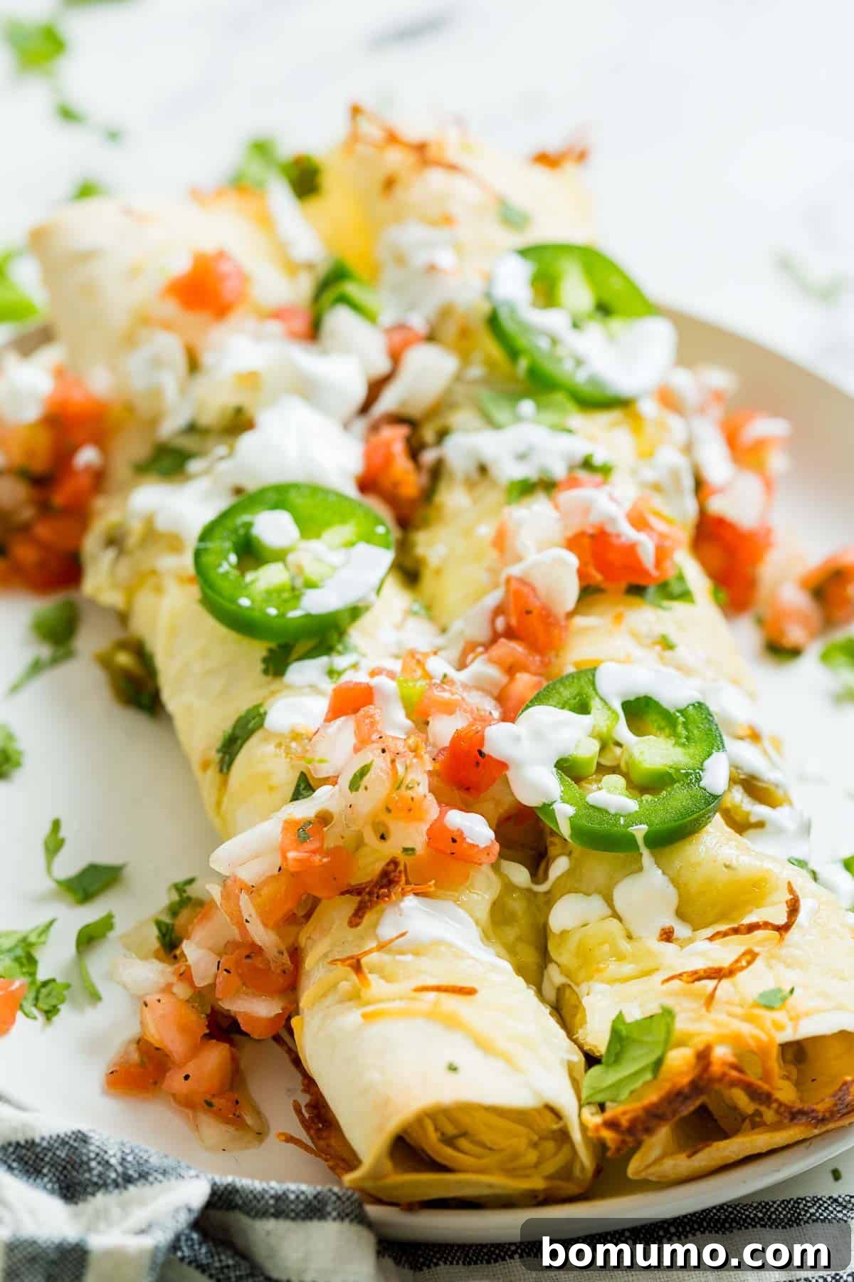 Chicken Enchiladas Verde on a plate