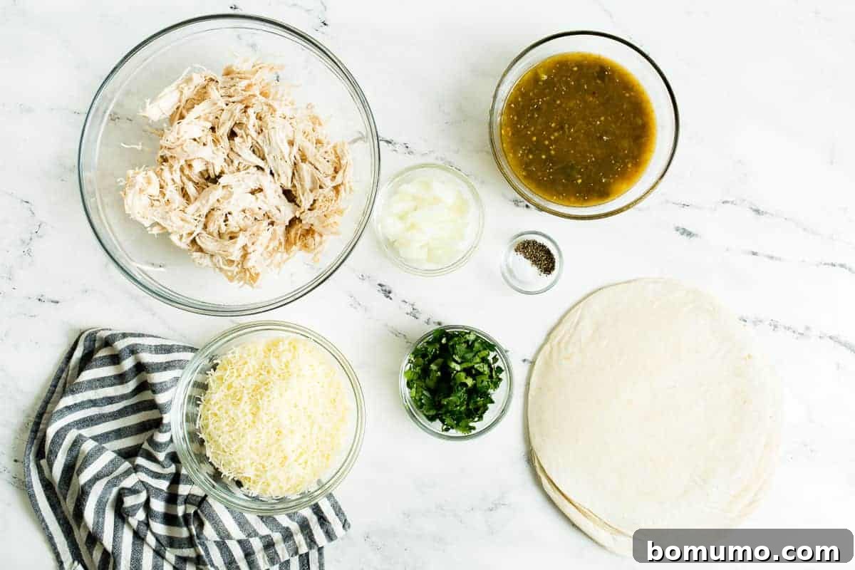 Ingredients for chicken enchiladas verde