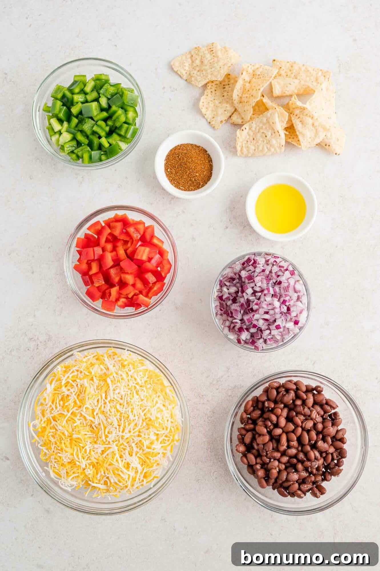 Ingredients needed for nachos.