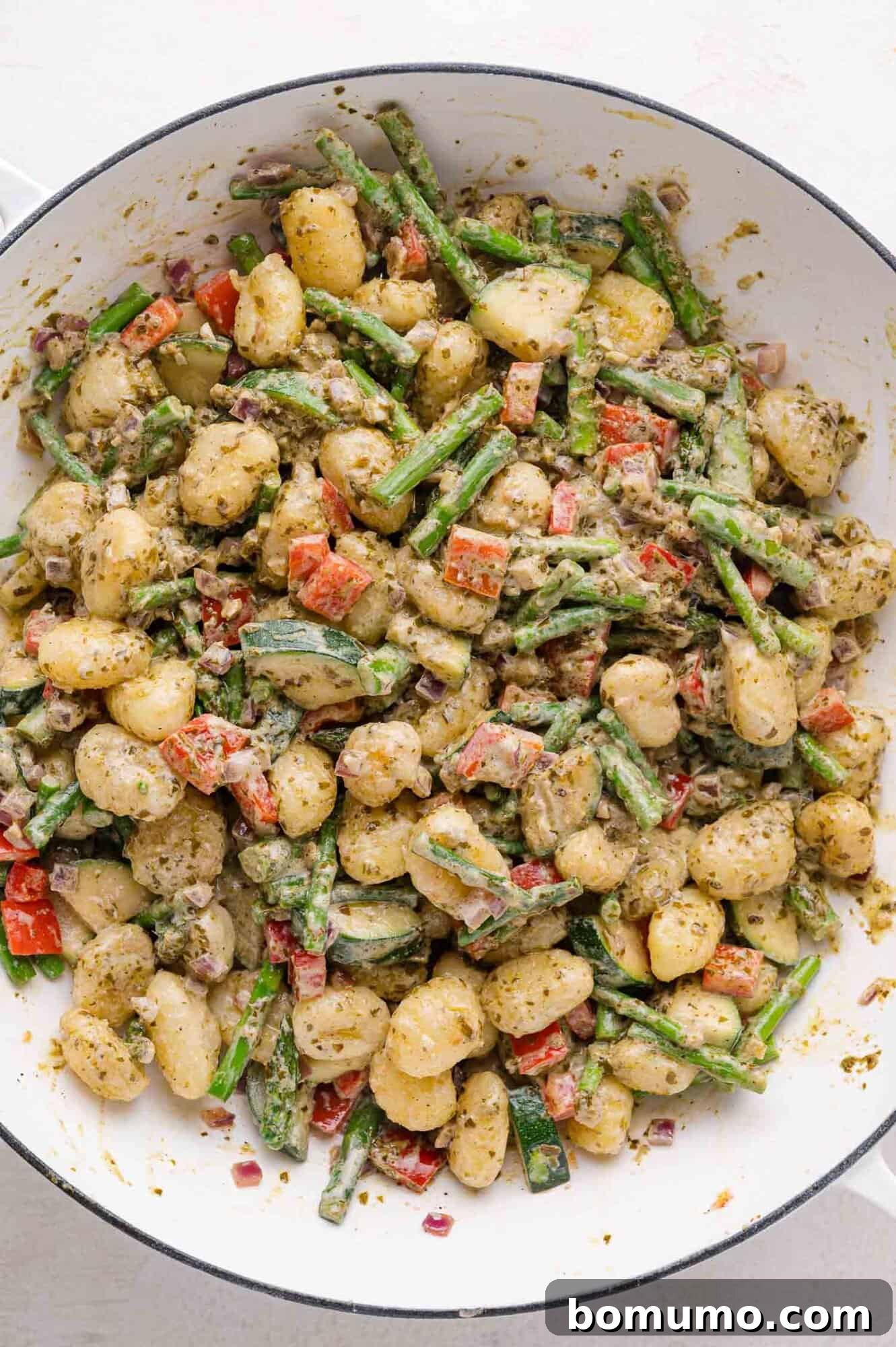 Pesto Gnocchi Delight 7 Finished pesto gnocchi in pan