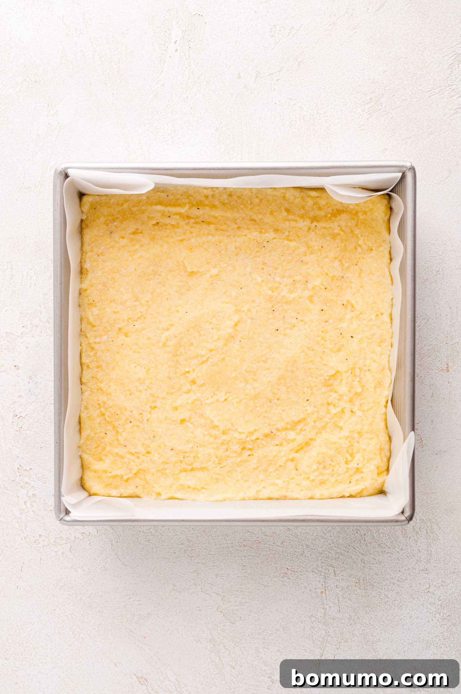 Polenta in a pan.