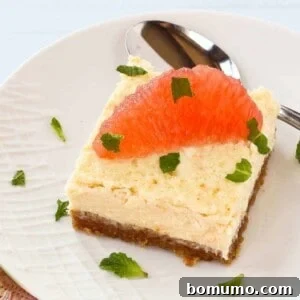Grapefruit cheesecake bars, overhead shot showing a full pan, ready to be cut.