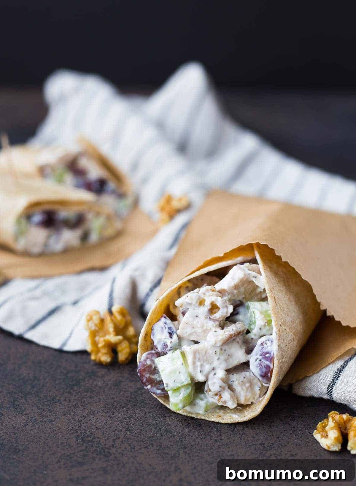 A delicious chicken salad wrap ready for lunch.