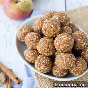These apple cinnamon no bake energy bites are fun, filling, and could not be any easier to make. They're great for school lunch boxes, too! Get the easy and fun recipe on RachelCooks.com!