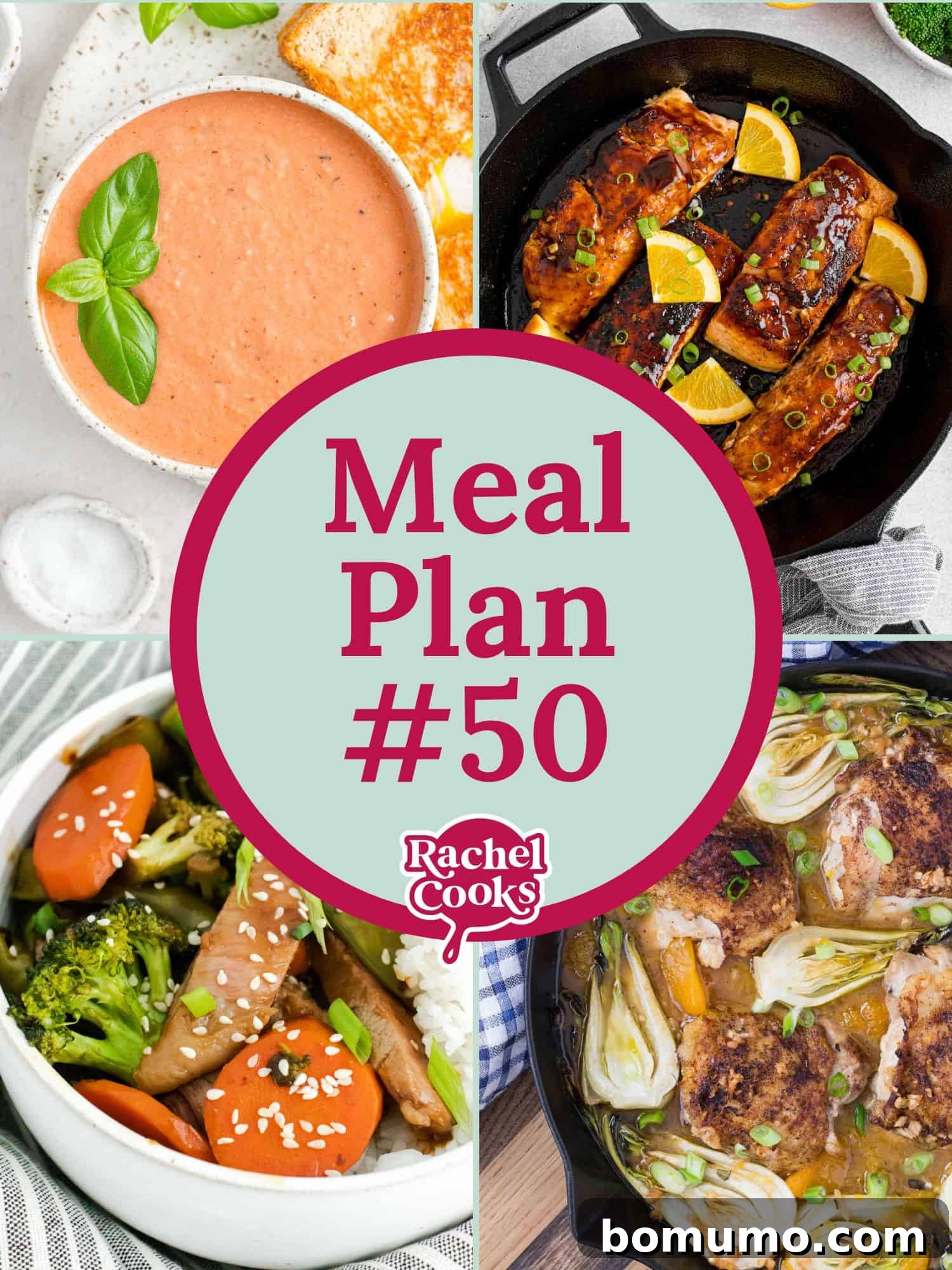 Preview graphic of Meal Plan 50, featuring various healthy recipes.