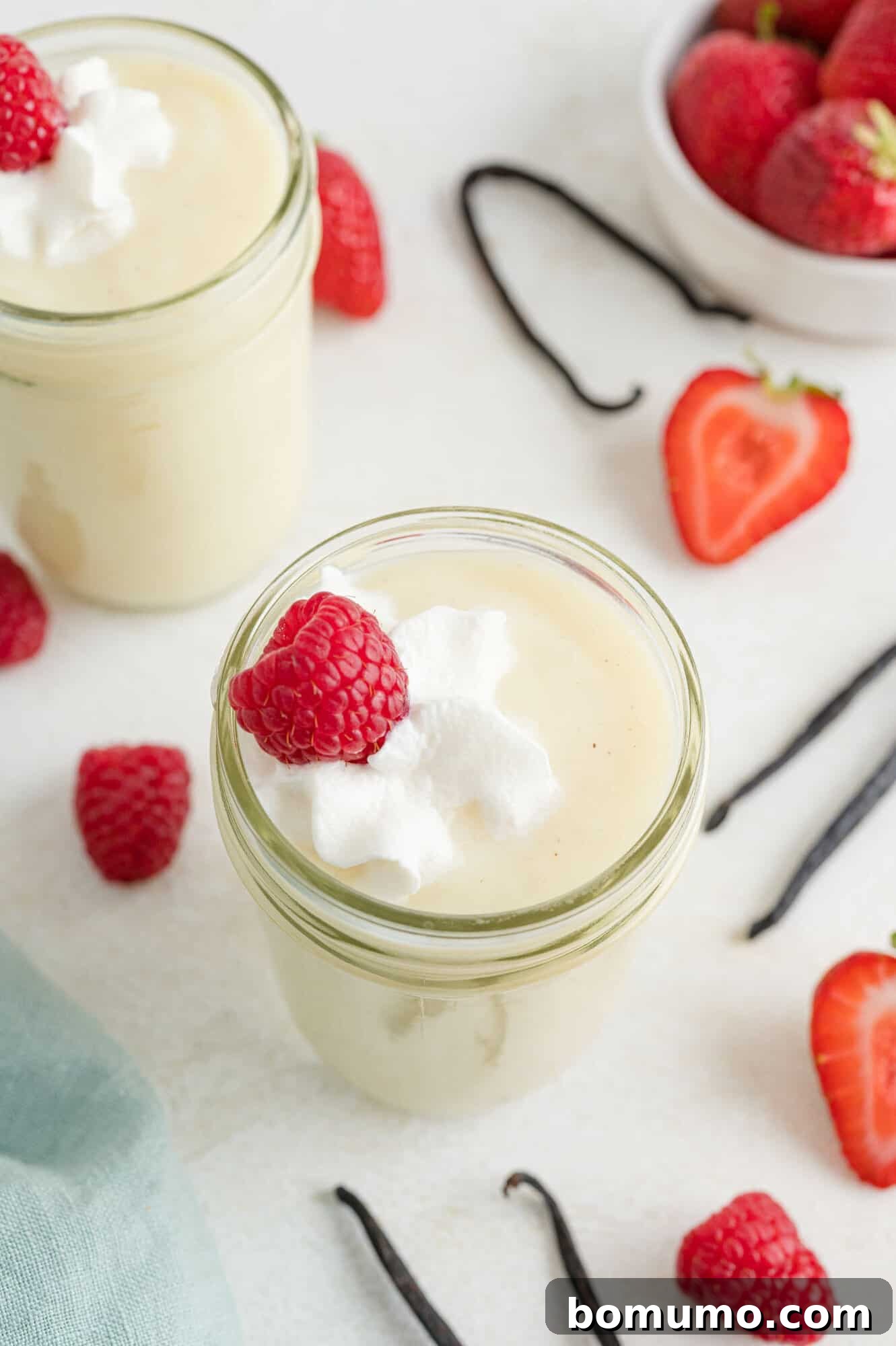 Dreamy Vanilla Pudding from Scratch 3 Pudding in jars.