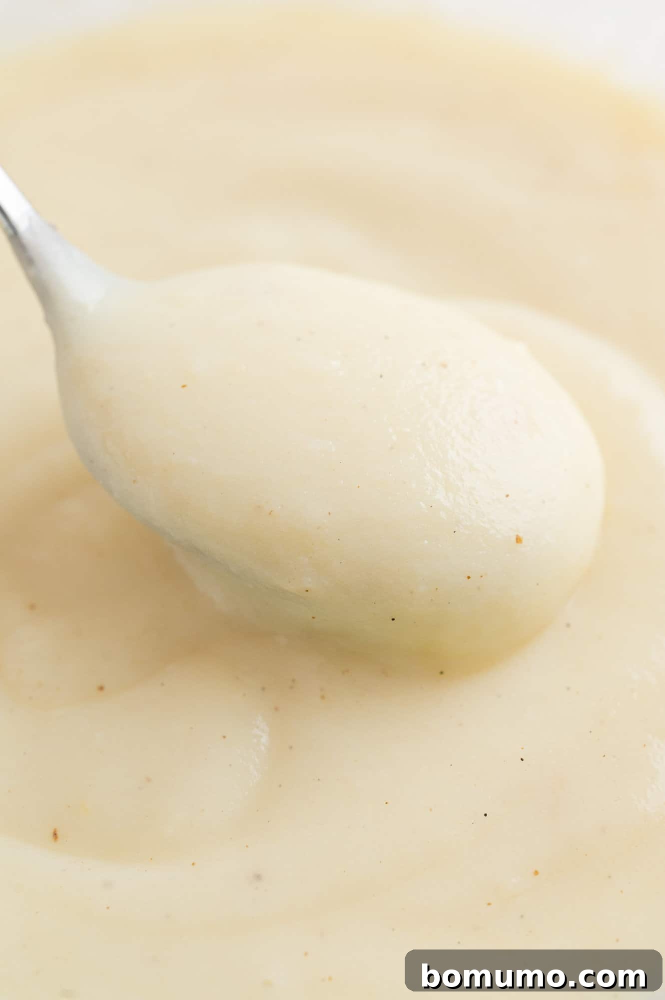 Dreamy Vanilla Pudding from Scratch 8 Pudding on a spoon.