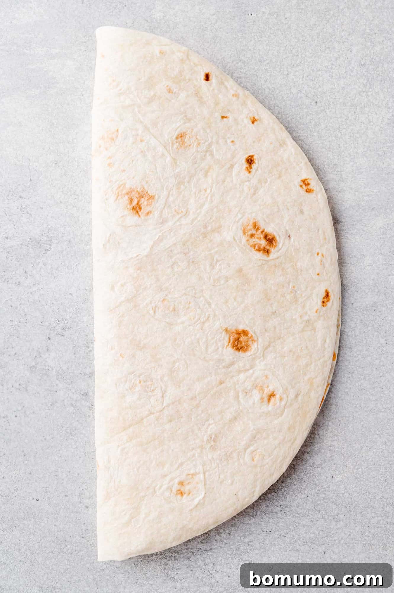 Pizza-Dilla Melt 7 The tortilla perfectly folded in half, creating a neat pizza quesadilla ready for the skillet.